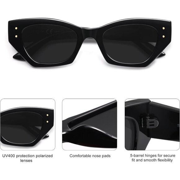 Retro Cat Eye Sunglasses Polarized UV400 Women Edgy Stylish Shades